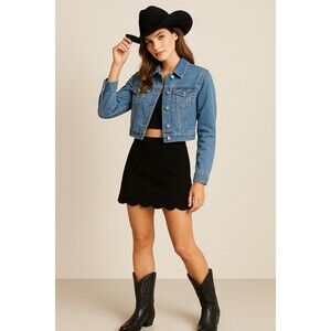 NWT Black SZ 10 Suede Mini Skirt  Y2K Western Chic Nashville Glam Country Vibe